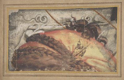 Fragment de carton de tapisserie : Le sommet de la tête d