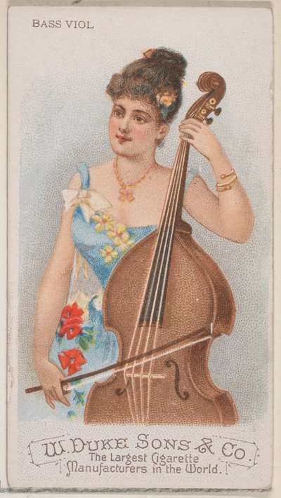 Viole de basse, de la série Instruments de musique N82 pour les cigarettes de la marque Duke, 1888 - Schumacher and Ettlinger