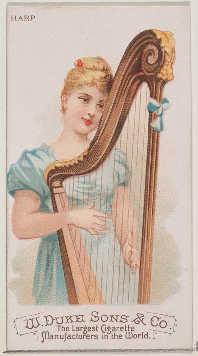 Harpe, de la série Instruments de musique N82 pour les cigarettes Duke, 1888 - Schumacher and Ettlinger