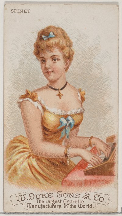 Épinette, de la série Instruments de musique N82 pour les cigarettes de la marque Duke, 1888 - Schumacher and Ettlinger