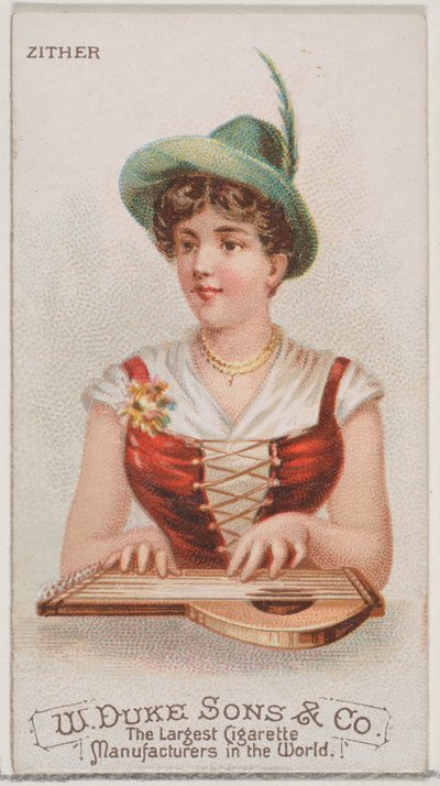 Cithare, de la série Instruments de musique N82 pour les cigarettes Duke, 1888 - Schumacher and Ettlinger