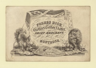 Publicité pour Forbes Dick, tailleur, chapelier et marchand de chemises, Montrose, Forfarshire, Écosse - Scottish School