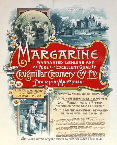 Publicité pour la margarine produite par la Craigmillar Creamery - Scottish School