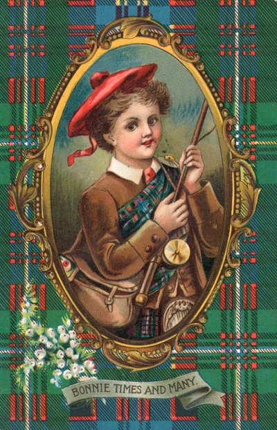 Carte du Nouvel An britannique (lithographie couleur) - Scottish School