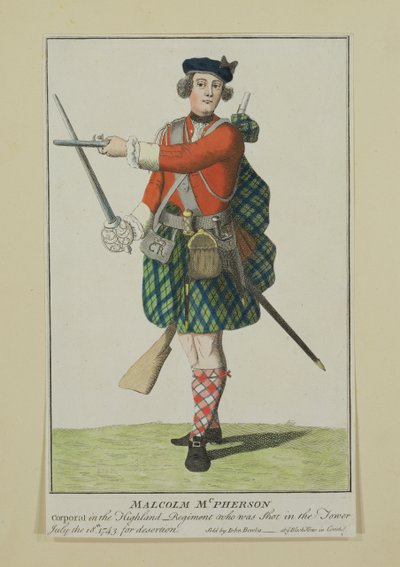 Malcolm McPherson, caporal du régiment Black Watch, fusillé pour désertion, 1743 - Scottish School