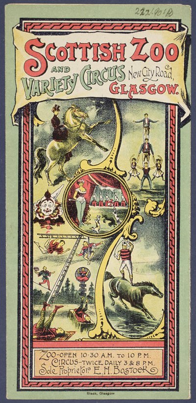 Dépliant publicitaire pour le Scottish Zoo and Variety Circus, vers 1890 - Scottish School