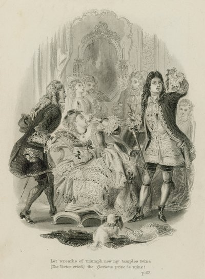 Scène de La Boucle de Cheveux Enlevée, par Alexander Pope (gravure) - Scottish School