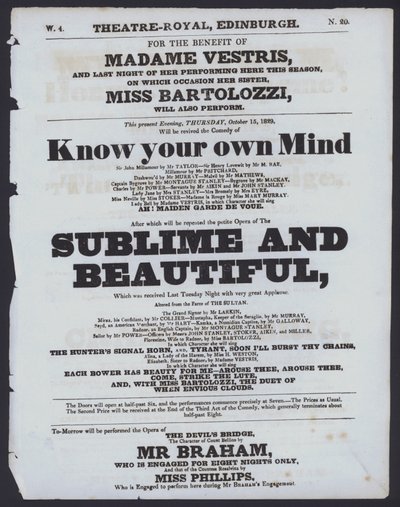 Programme de théâtre pour le Theatre Royal, Édimbourg - Scottish School