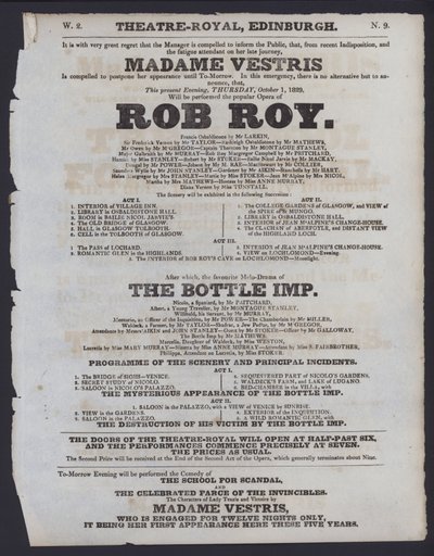 Programme de théâtre pour le Theatre Royal, Édimbourg - Scottish School