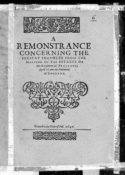 Page de titre de Une remontrance concernant les troubles actuels de la réunion des états du Royaume d