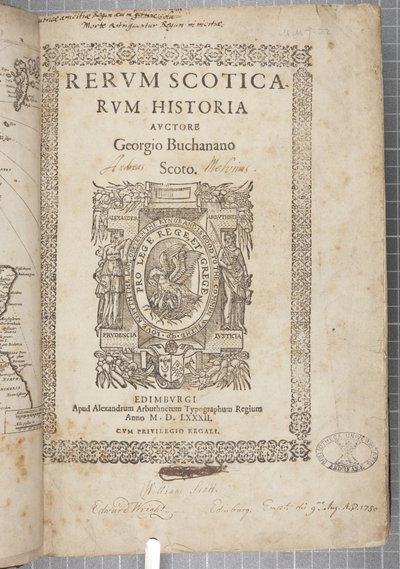 Page de titre de Rerum Scoticarum Historia, par George Buchanan - Scottish School