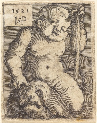 Génie sur un dauphin - Sebald Beham