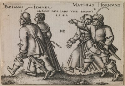 Janvier et Février de la série La Fête des Paysans ou Les Douze Mois - Sebald Beham