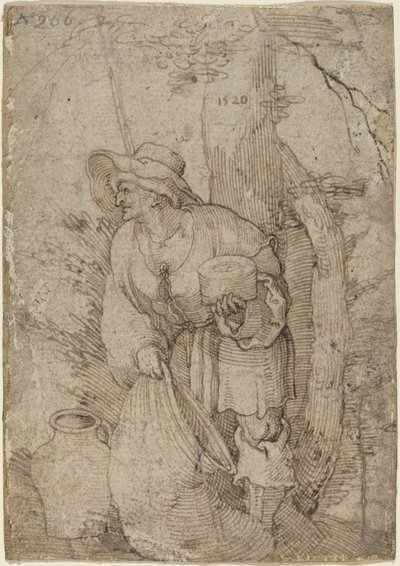 Vieil homme debout sous un arbre - Sebald Beham