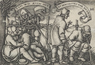 Paysans derrière la haie, de La fête des paysans ou les Douze Mois - Sebald Beham
