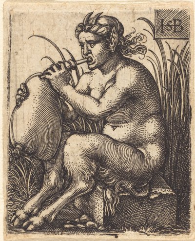 Femme satyre jouant de la cornemuse - Sebald Beham