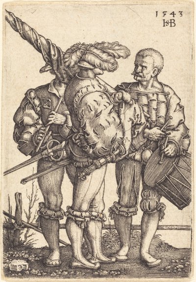 Porte-étendard, tambour et joueur de cornemuse - Sebald Beham