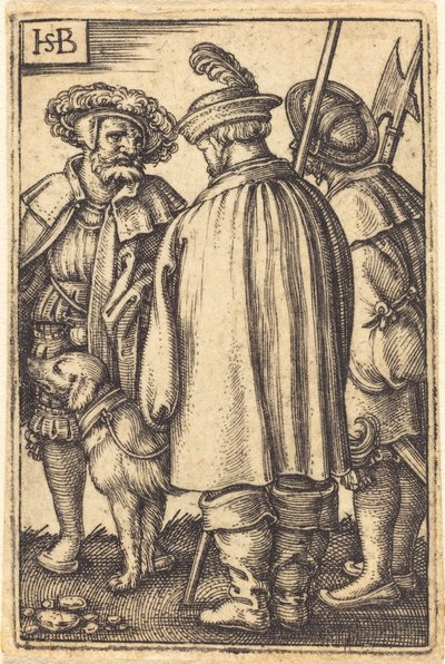 Trois soldats et un chien - Sebald Beham