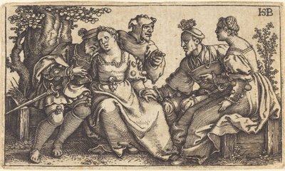 Deux couples amoureux avec clown - Sebald Beham