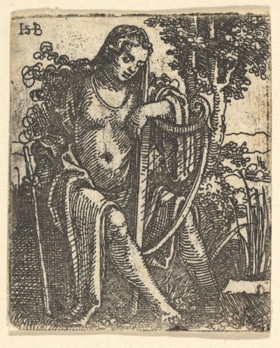Femme avec une harpe - Sebald Beham