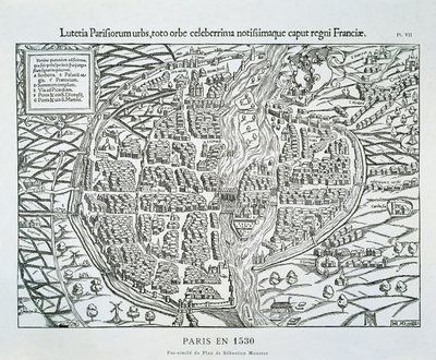 Plan de la ville de Paris vers 1530 - Sebastian (after) Münster