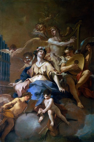 Gloire de Sainte Cécile avec des anges musiciens, vers 1720 - Sebastiano Galeotti