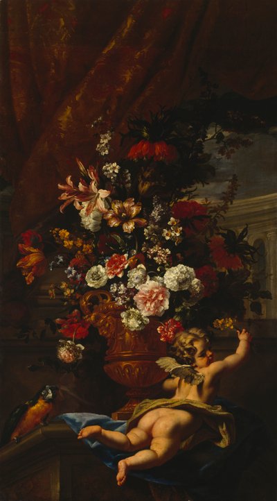Cupidon et fleurs - Sebastiano & Monnoyer J B (1636 99) Ricci