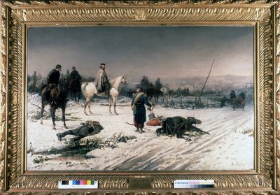 Garibaldi à Dijon sur un champ de bataille, peinture de S. De Albertis. 1877. Musée du Risorgimento. Milan - Sebastiano de Albertis