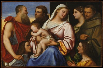 Madone et enfant avec saints et donateurs, vers 1485-1547 (huile sur bois) - Sebastiano del (c.1485 1547) (attr. to) Piombo