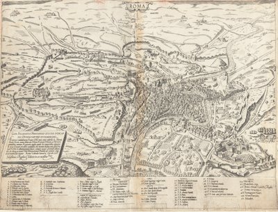 Carte topographique de la Rome moderne - Sebastiano di Re after Giovanni Antonio Dosio
