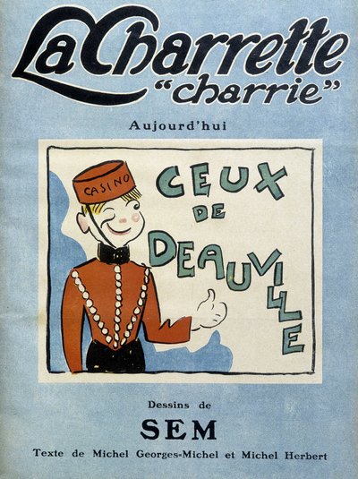 Croupier du casino de Deauville, illustration de Sem pour la couverture du magazine mensuel "La charrette charrie" (1922) - Sem