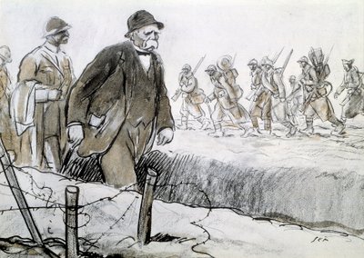 Portrait de Clemenceau visitant le front - Sem