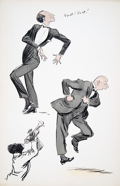 Deux hommes en costume dansant tandis qu