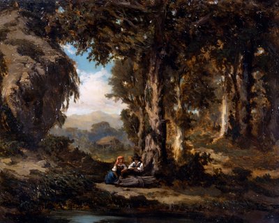 Figures en bois ou Repos dans les bois - Serafino de Tivoli