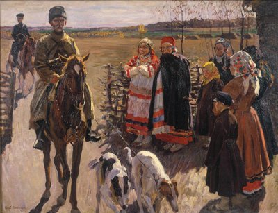 Chasseurs avec des borzoïs, 1913 - Sergei Arsenevich Vinogradov