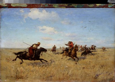 Combat entre les cosaques et les tatares - Sergei Ivanovich Vasilkovsky