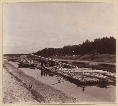 Radeaux de bois, voie navigable Volga-Baltique, Russie - Sergei Mikhailovich Prokudin Gorskii