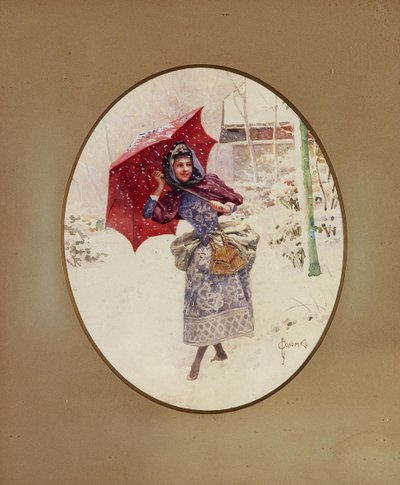 Femmes marchant dans la neige - Sergei Sergeyevich Solomko