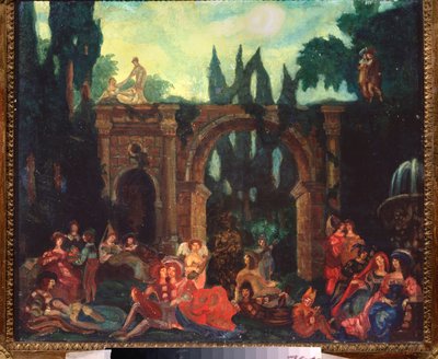 Décor préparatoire pour la pièce "Le Décaméron" de Giovanni Boccaccio - Sergei Yurevich Sudeikin