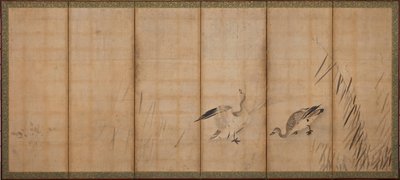 Deux oies et des herbes, période Muromachi, milieu-fin du 16e siècle - Sesson Shukei
