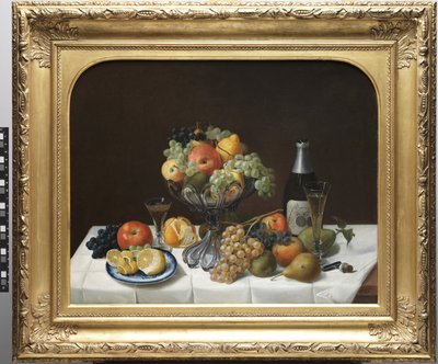 Nature morte de fruits avec bouteille de champagne - Severin Roesen