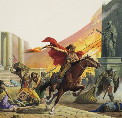 Barbares à la porte (gouache sur papier) - Severino Baraldi