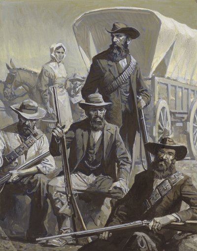 Soldats boers et chariot. - Severino Baraldi