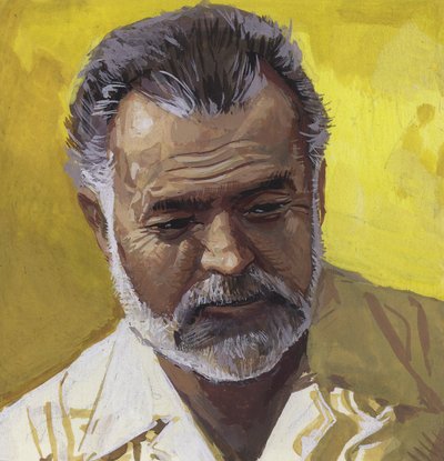 Ernest Hemingway (gouache sur papier) - Severino Baraldi
