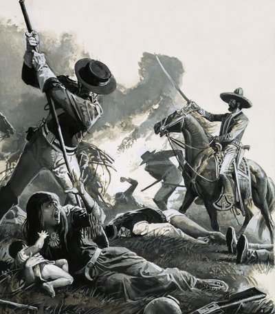 En 1858, deux troupes de cavalerie mexicaine attaquent le camp des Apaches - Severino Baraldi