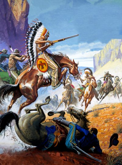 Escarmouche entre Indiens et soldats - Severino Baraldi