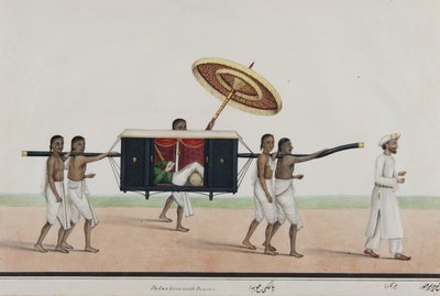 Thomas Holroyd lit dans son palanquin, vers 1835 - Shaik Muhammad Amir of Karraya