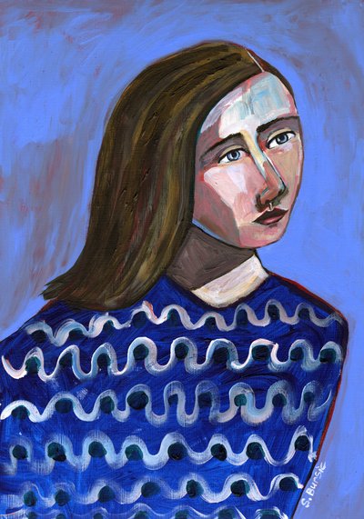 Portrait bleu mélancolique - Sharyn Bursic
