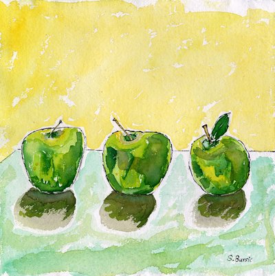 Nature morte aux pommes aux couleurs vives - Sharyn Bursic