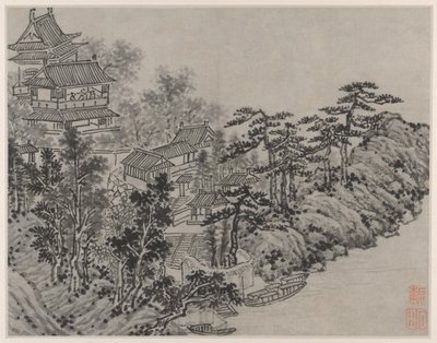 Douze vues de la colline du Tigre, Suzhou : Pavillon Grimpant les Nuages, après 1490 - Shen Zhou